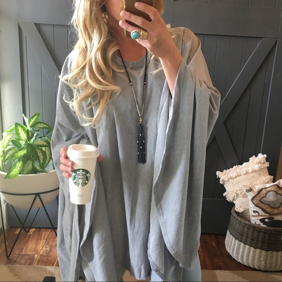 SOLD OUT! Boho Grey Cotton Tunic Pullover Sweater - Picture 2 of 8